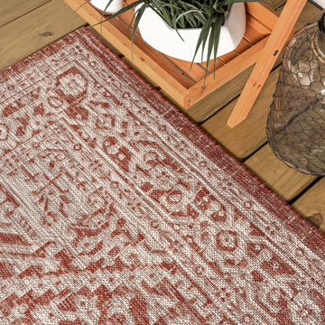 Sinjuri Medallion Textured Weave Indoor/outdoor Area Rug
